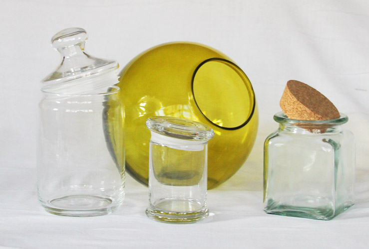 Coloured food bottles